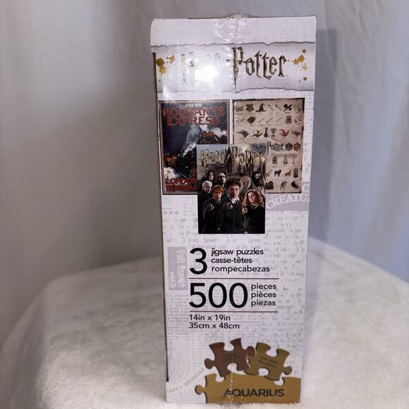 Harry Potter Hogwarts, Cast, Crest 500 Piece Puzzles 3 Puzzles! Rare Find! NEW - Picture 2 of 4